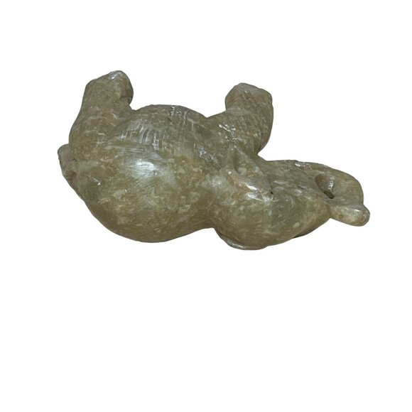 Vintage Chinese Hand-Carved Stone Elephant Trunk Up Beige 3" - Picture 5 of 7